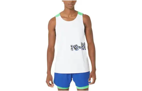 ASICS T Shirts Men's White Crew Neck Moderate Straight Fit