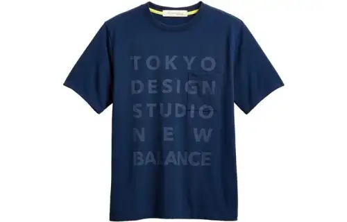 New Balance T Shirts Unisex Blue Crew Neck Moderate Straight Fit