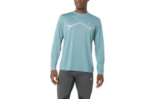 ASICS LITE SHOW T Shirts Men's Mist Cyan Crew Neck Moderate