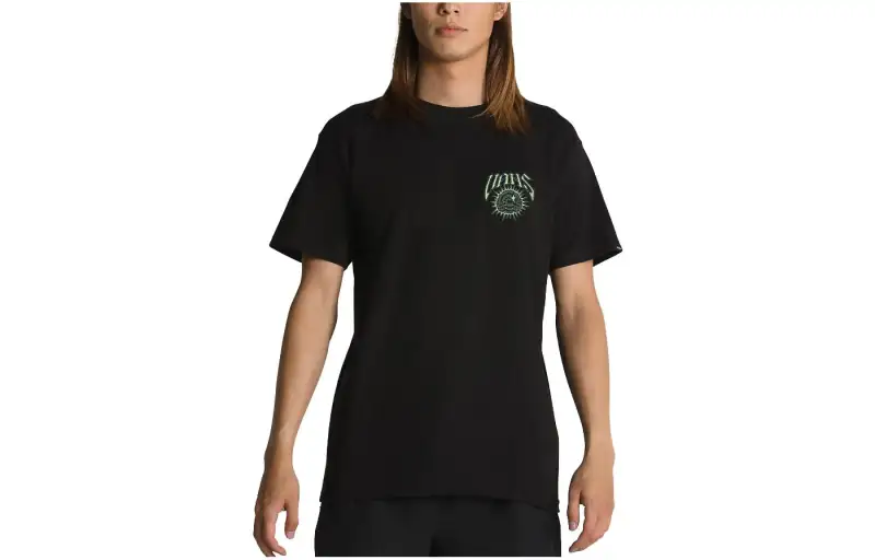 Vans T Shirts Unisex Black Crew Neck Moderate Straight Fit