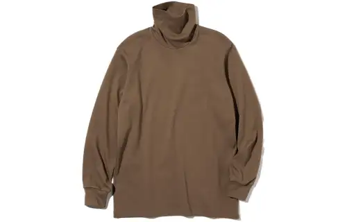 UNIQLO T Shirts Unisex Chestnut Turtleneck Moderate