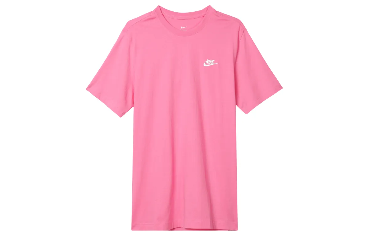 Nike T-Shirts Men's Pink Crew Neck Moderate Straight Fit