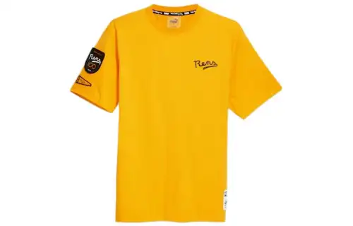 PUMA X Black Fives Rens 100 T Shirts Men's Yellow Crew Neck Moderate Other