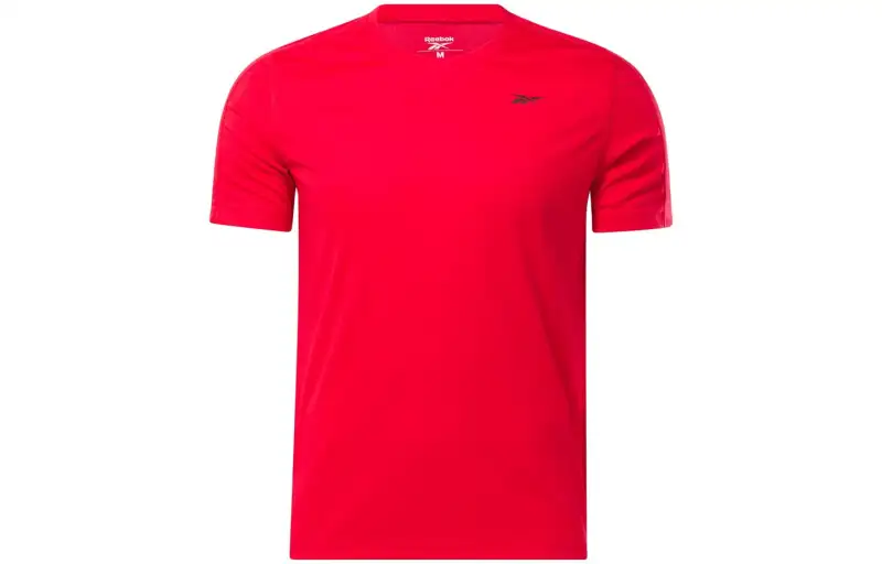 Reebok T Shirts Men's Red Crew Neck Moderate Straight Fit