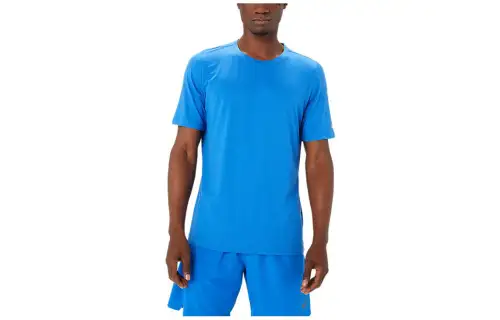 ASICS T Shirts Men's Blue Crew Neck Moderate Straight Fit
