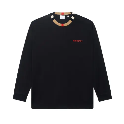 Burberry Icon Stripe Trim Cotton Sweatshirt