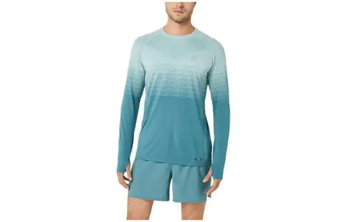 ASICS T Shirts Men's Blue Crew Neck Moderate Straight Fit