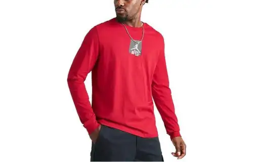 Jordan T Shirts Men's Red Crew Neck Moderate Straight Fit