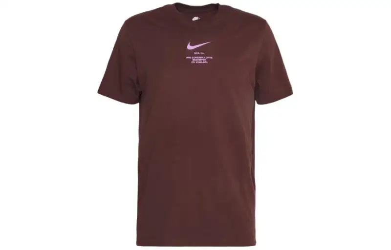 Nike T Shirts Men's Light Brown Crew Neck Moderate Straight Fit