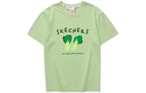 Skechers T Shirts Unisex Tranquil Green/02P3 Crew Neck Moderate Straight Fit
