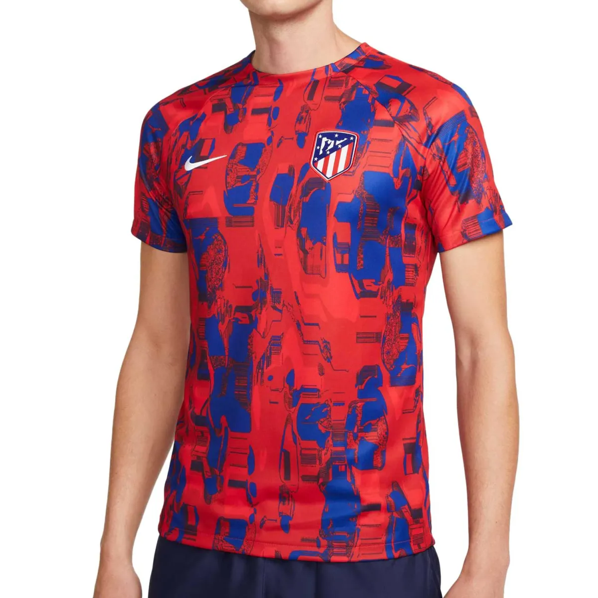 Nike T-Shirts Men's Red Crew Neck Moderate Straight Fit