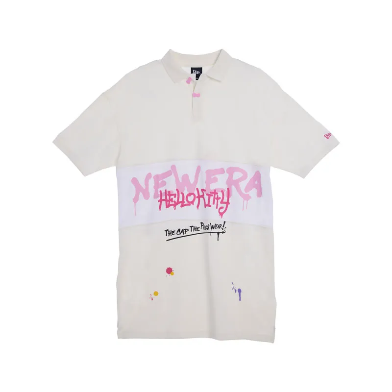 New Era Straight Fit Fitted Long Print Short Sleeved White T Shirt Unisex