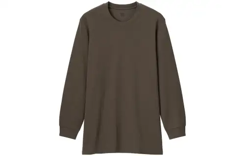 UNIQLO T Shirts Men's Dark Umber Crew Neck Moderate Straight Fit