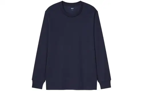 UNIQLO T Shirts Unisex Navy Blue Crew Neck Moderate