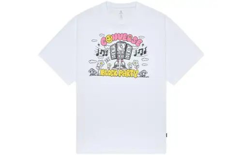 Converse T Shirts Unisex White Crew Neck Moderate Straight Fit