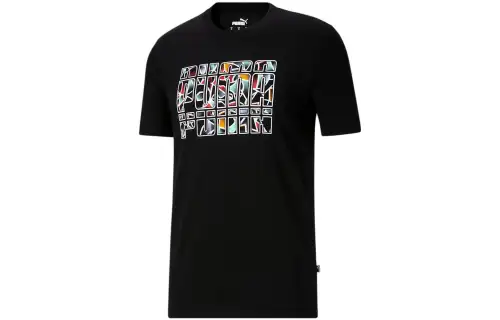 PUMA Summer Fill T Shirts Men's Black Crew Neck Moderate Straight Fit