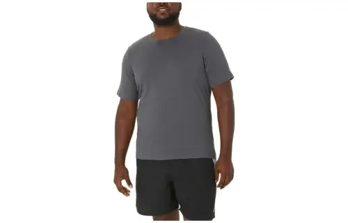 ASICS T Shirts Men's Dark Gray Crew Neck Moderate Straight Fit