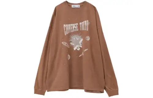 Converse T Shirts Men's Brown Crew Neck Moderate Straight Fit