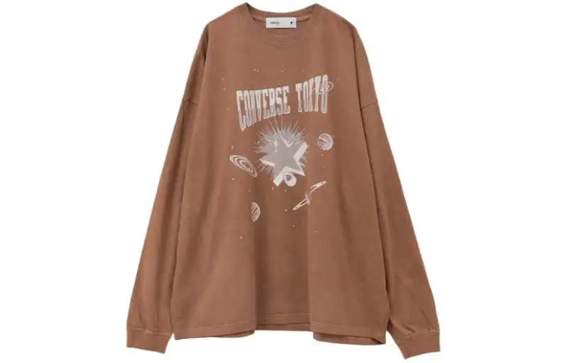 Converse T Shirts Men's Brown Crew Neck Moderate Straight Fit