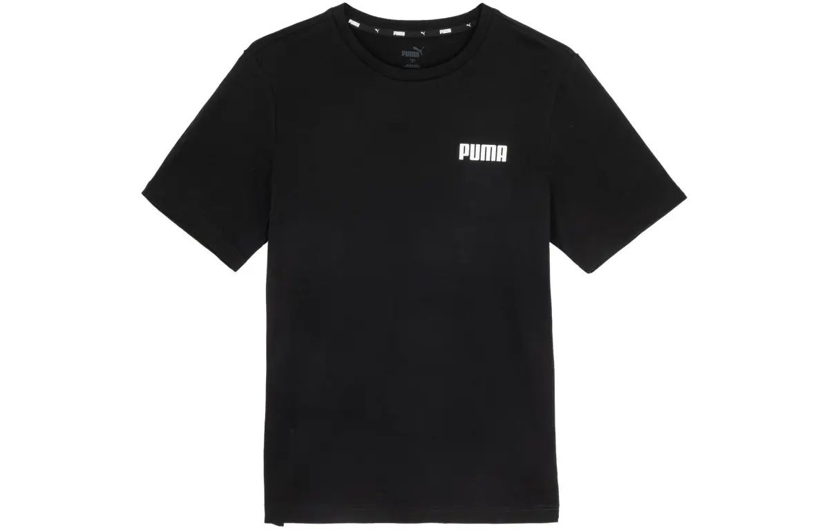 PUMA ESS T-Shirts Men's Black Crew Neck Moderate Straight Fit