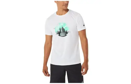 ASICS T Shirts Men's White Crew Neck Moderate Other