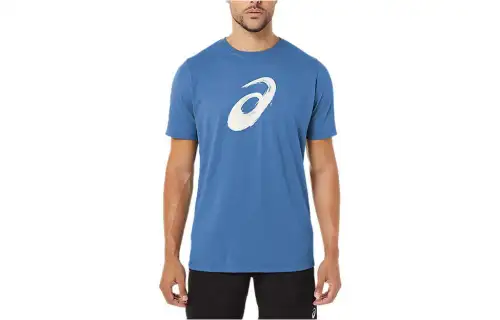 ASICS T Shirts Men's Blue Crew Neck Moderate Straight Fit