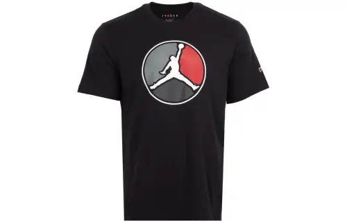 Jordan T Shirts Men's Black Crew Neck Moderate Straight Fit