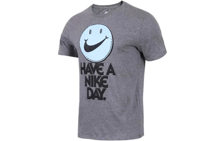 Nike T-Shirts Men's Gray Crew Neck Moderate