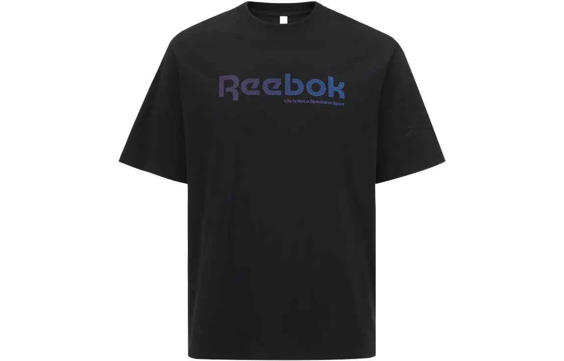 Reebok T-Shirts Unisex Black Crew Neck Moderate Straight Fit