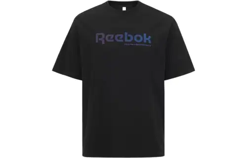 Reebok T Shirts Unisex Black Crew Neck Moderate Straight Fit