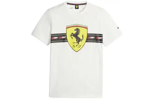 PUMA T Shirts Men's White Crew Neck Moderate Other