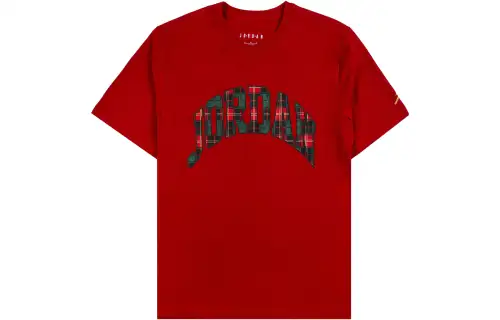 Jordan T Shirts Men's Red Crew Neck Moderate Straight Fit