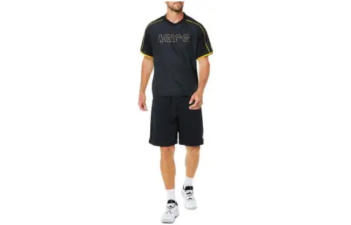 ASICS T Shirts Men's Black Crew Neck Moderate Straight Fit