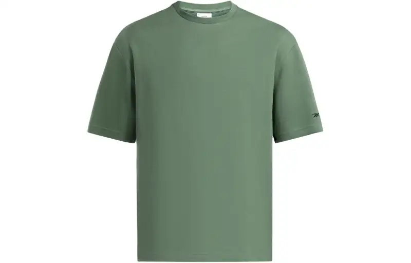 Reebok T Shirts Men's Green Crew Neck Moderate Straight Fit