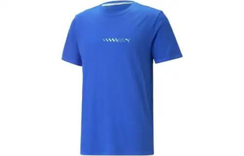 PUMA T Shirts Men's Blue Crew Neck Moderate Straight Fit