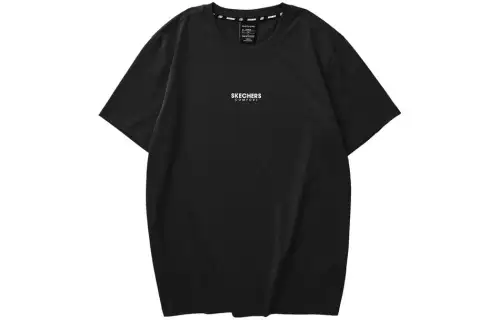 Skechers T Shirts Unisex Carbon Black/0018 Crew Neck Thin Straight Fit