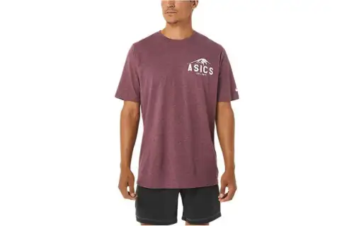 ASICS T Shirts Unisex Red Crew Neck Moderate Straight Fit