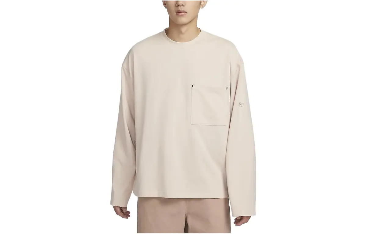 Nike T-Shirts Men's Dune White Crew Neck Moderate Straight Fit