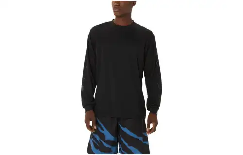 ASICS T Shirts Men's Black Crew Neck Moderate Straight Fit