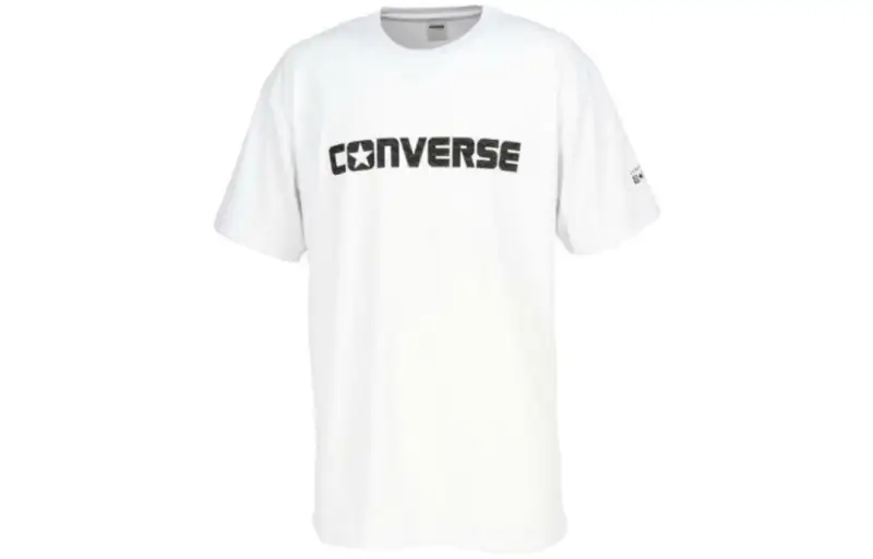 Converse T Shirts Men's White Crew Neck Moderate Straight Fit