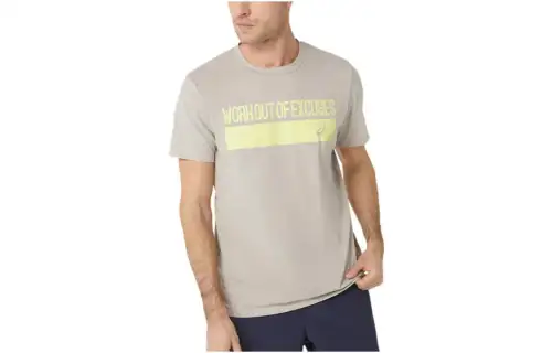 ASICS T Shirts Men's Coffee Crew Neck Moderate Straight Fit