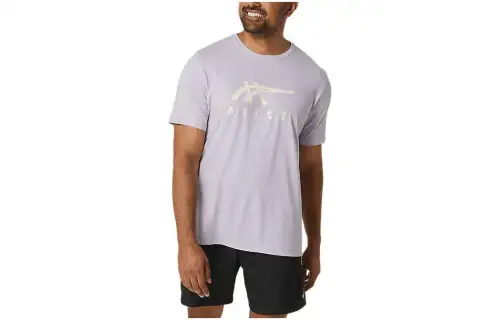 ASICS T Shirts Unisex Nightfall Violet Crew Neck Moderate Straight Fit