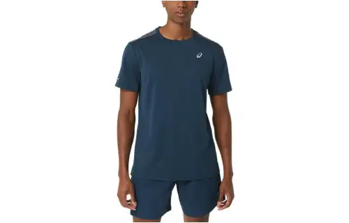 ASICS LITE SHOW T Shirts Men's French Blue Crew Neck Moderate Straight Fit