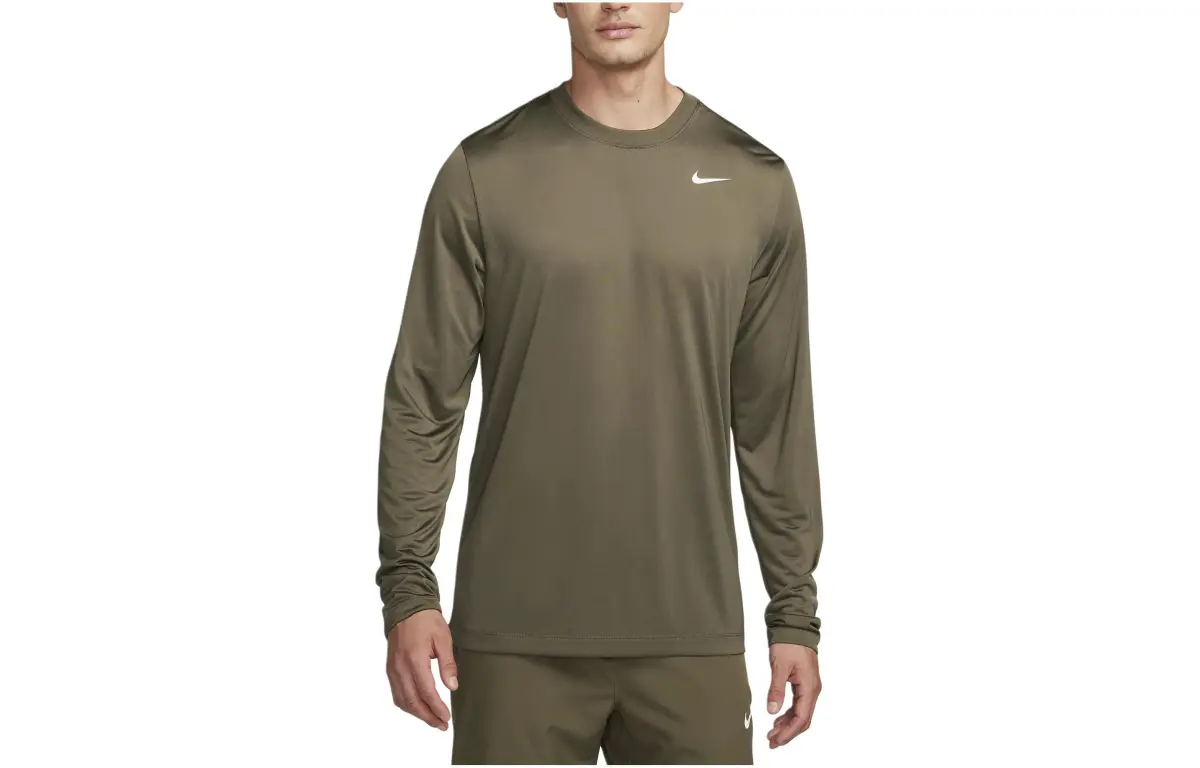 Nike Dri Fit Legend Long Sleeve Fitness Top T Shirt Men's Olive