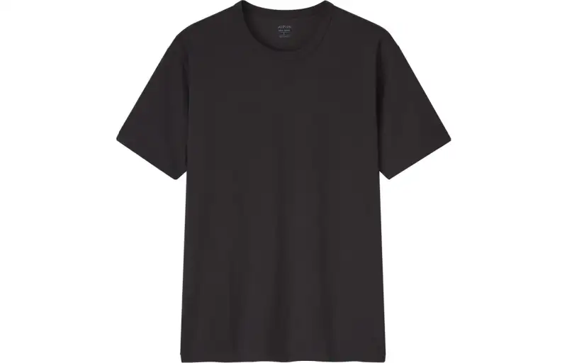 UNIQLO T Shirts Men's Black 09 Crew Neck Moderate Straight Fit