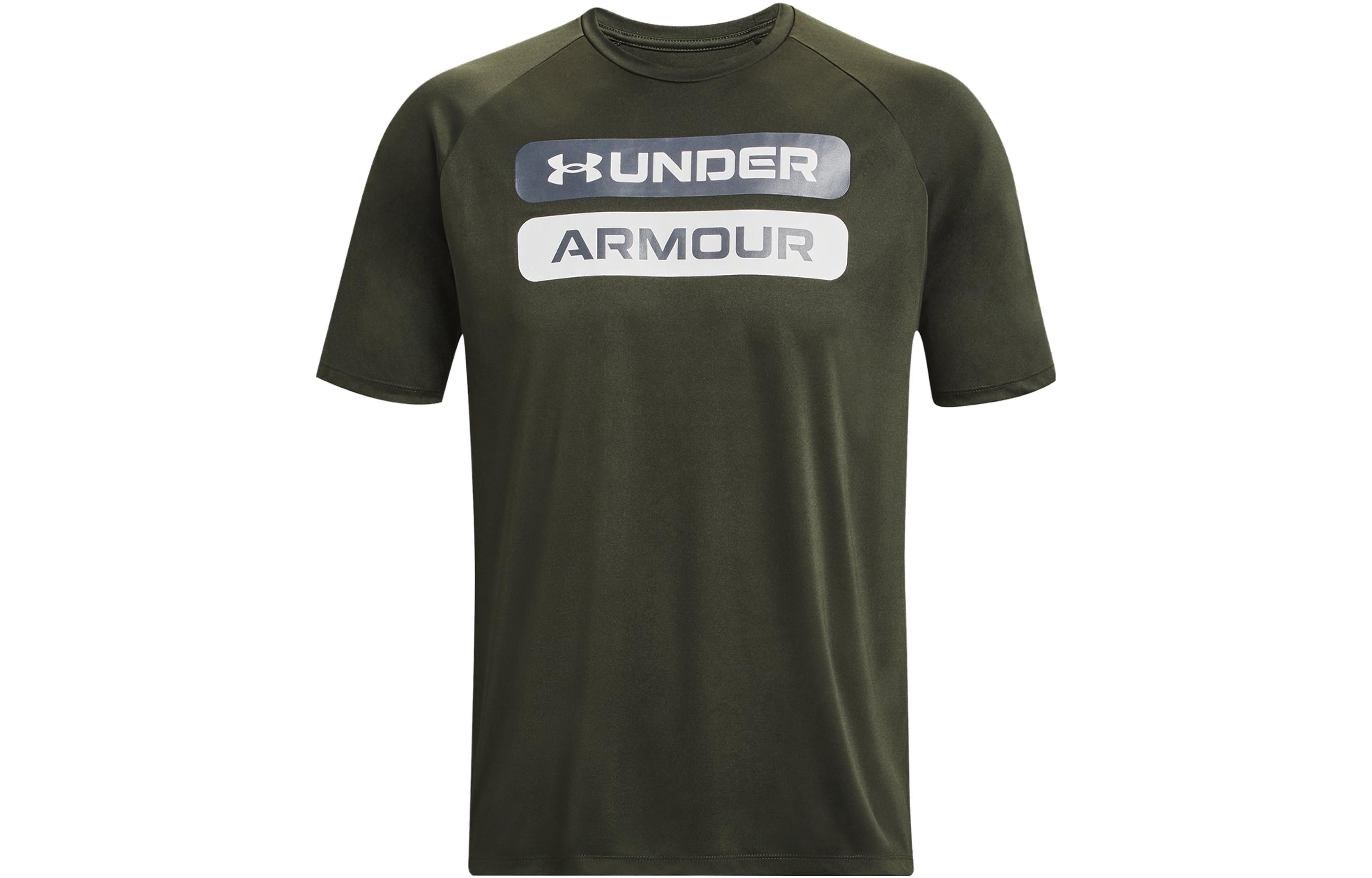 Under Armour Velocity 2.0 T Shirts Men's Green Crew Neck Moderate Straight Fit