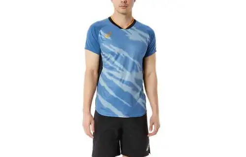 ASICS T Shirts Men's Blue Crew Neck Moderate Other