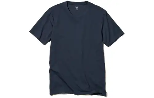 UNIQLO T Shirts Unisex Navy Blue 69 Crew Neck Moderate Straight Fit