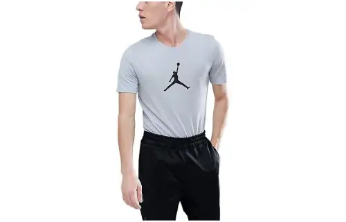 Jordan T Shirts Men's Gray Crew Neck Moderate Straight Fit