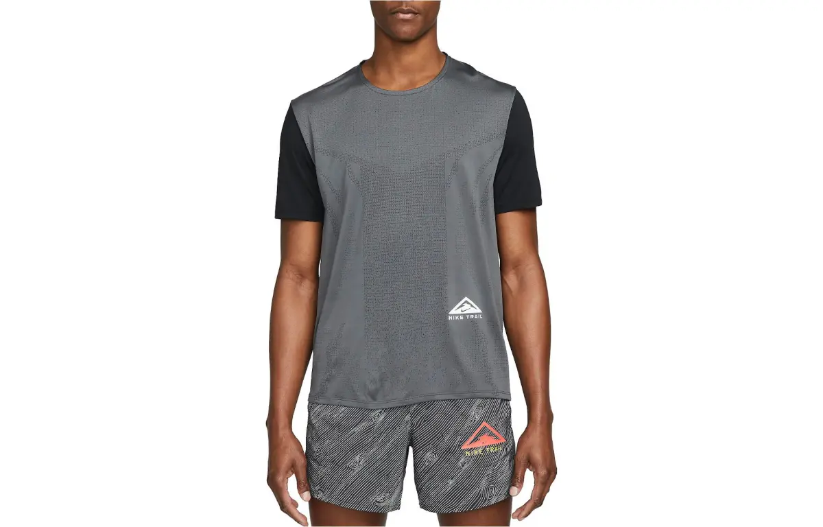 Nike T-Shirts Men's Gray Crew Neck Moderate Straight Fit